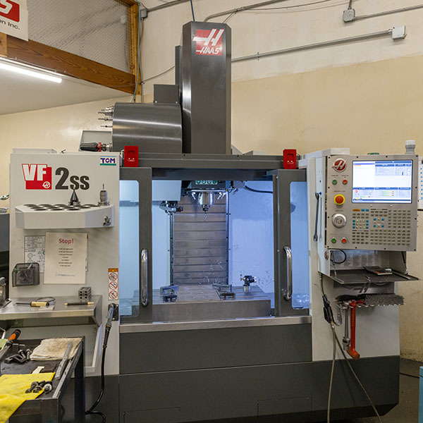 One of six 3-axis CNC machines on Werner Machine's manufacturing facility plant floor