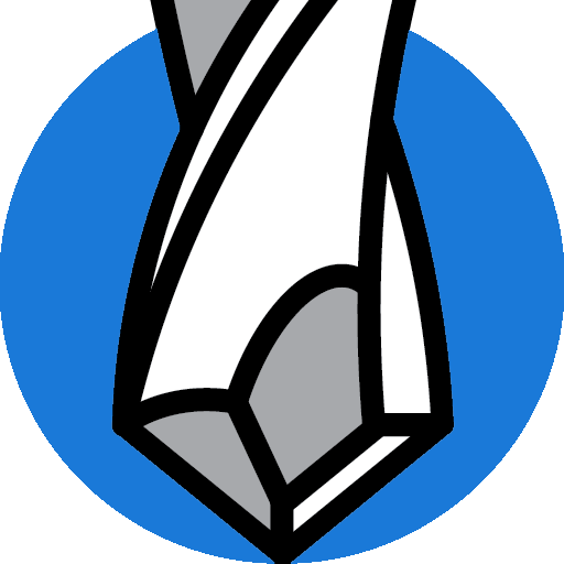 drill-bit-icon-full-color Drill bit icon in black and white on blue circle background.